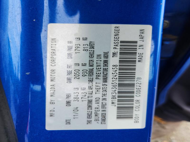 55002926 :رقم المزاد ، JM1BK343651245458 vin ، 2005 Mazda 3 مزاد بيع