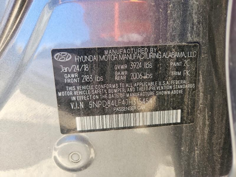 2018 Hyundai Elantra მანქანა იყიდება აუქციონზე, vin: 5NPD84LF4JH315454, აუქციონის ნომერი: 52603206