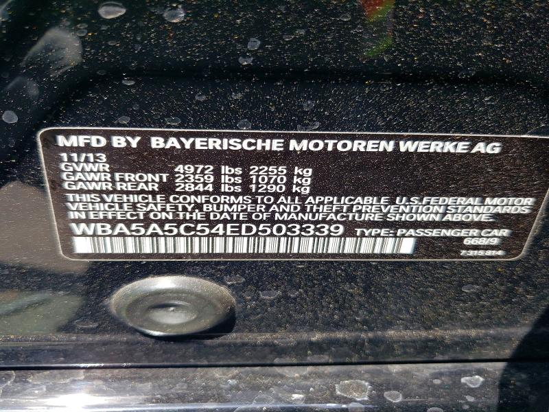 2014 Bmw 528 მანქანა იყიდება აუქციონზე, vin: WBA5A5C54ED503339, აუქციონის ნომერი: 54158376