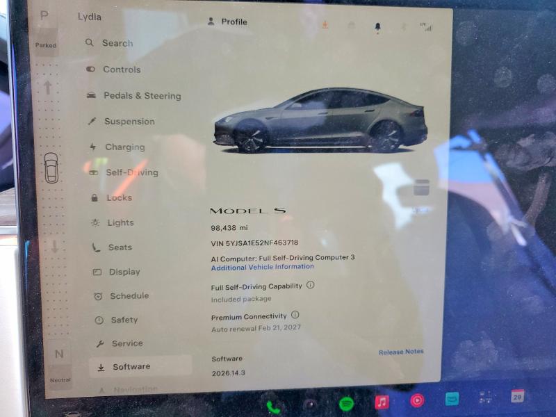 Продажа на аукционе авто 2022 Tesla Model S, vin: 5YJSA1E52NF463718, номер лота: 55017506