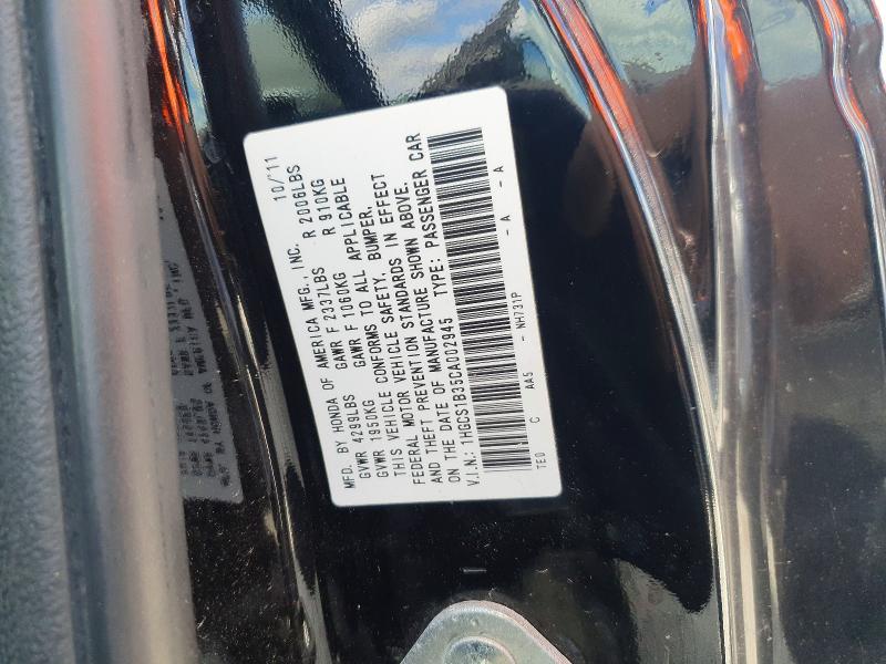 51964356 :رقم المزاد ، 1HGCS1B35CA002945 vin ، 2012 Honda Accord مزاد بيع