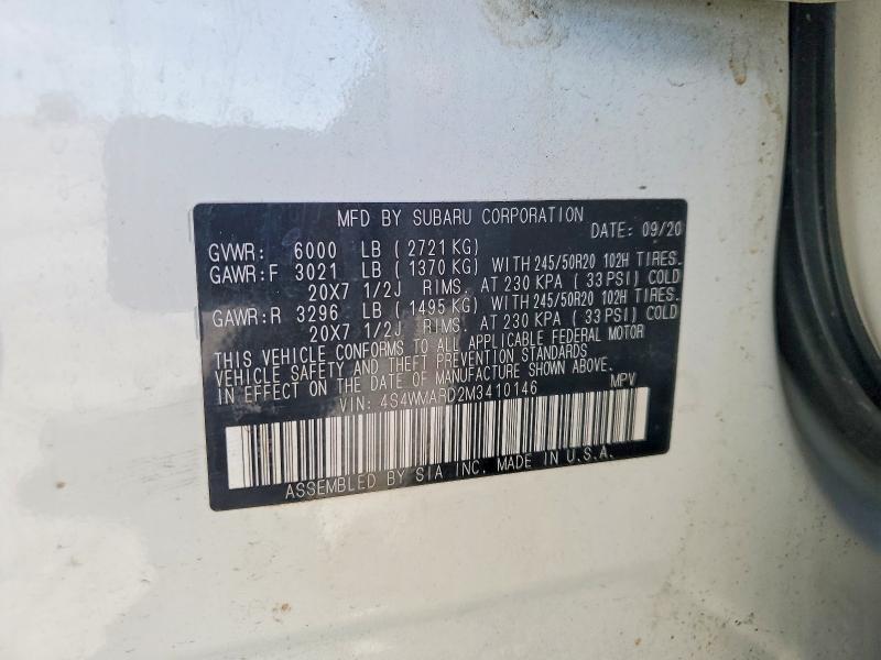 Aukcja sprzedaży 2021 Subaru Ascent, vin: 4S4WMARD2M3410146, numer aukcji: 52839226