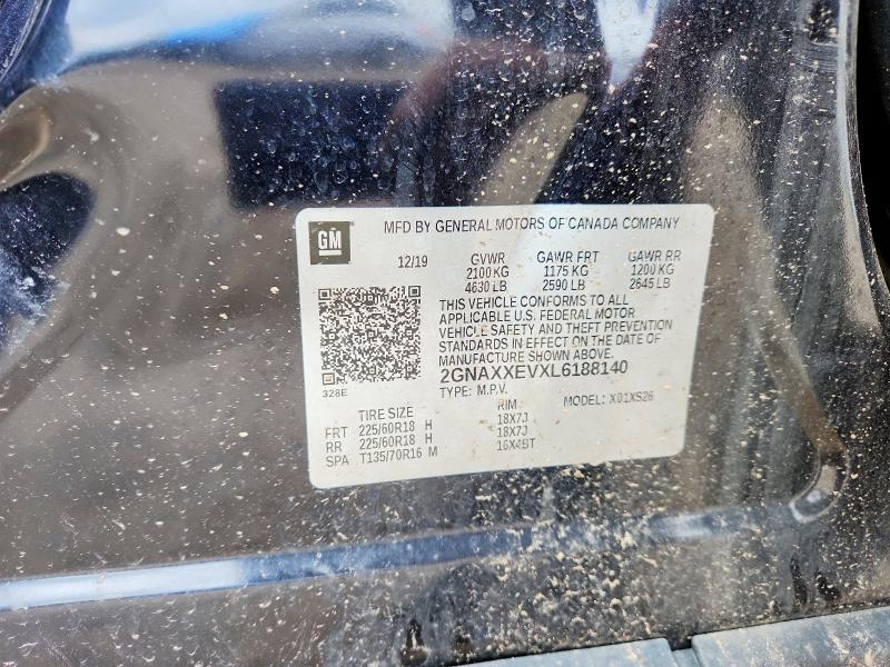 51957606 :رقم المزاد ، 2GNAXXEVXL6188140 vin ، 2020 Chevrolet Equinox مزاد بيع