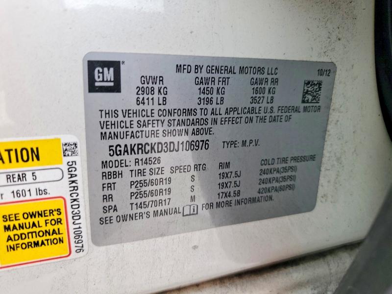 Продаж на аукціоні авто 2013 Buick Enclave, vin: 5GAKRCKD3DJ106976, номер лоту: 50187166