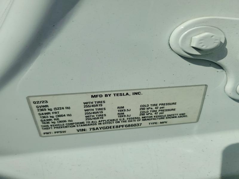 Продажа на аукционе авто 2023 Tesla Model Y, vin: 7SAYGDEE8PF686037, номер лота: 55555326
