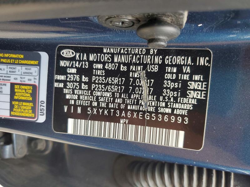 Aukcja sprzedaży 2014 Kia Sorento, vin: 5XYKT3A6XEG536993, numer aukcji: 52509746