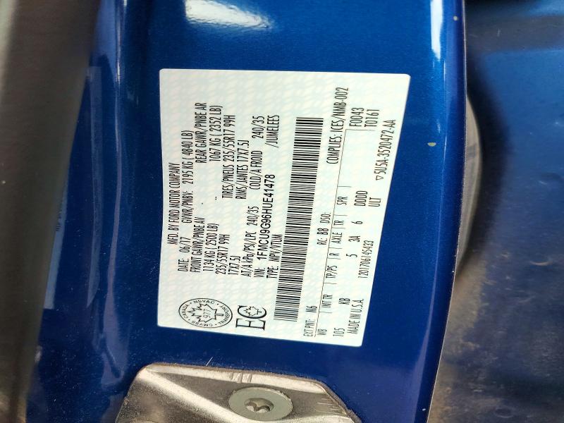 52994626 :رقم المزاد ، 1FMCU9G96HUE41478 vin ، 2017 Ford Escape مزاد بيع