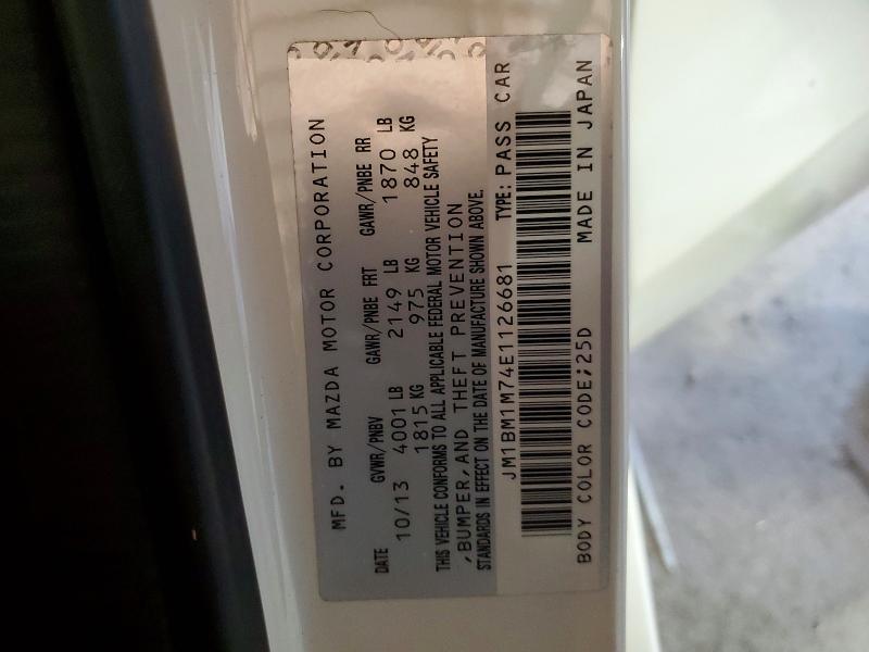 52838826 :رقم المزاد ، JM1BM1M74E1126681 vin ، 2014 Mazda 3 مزاد بيع