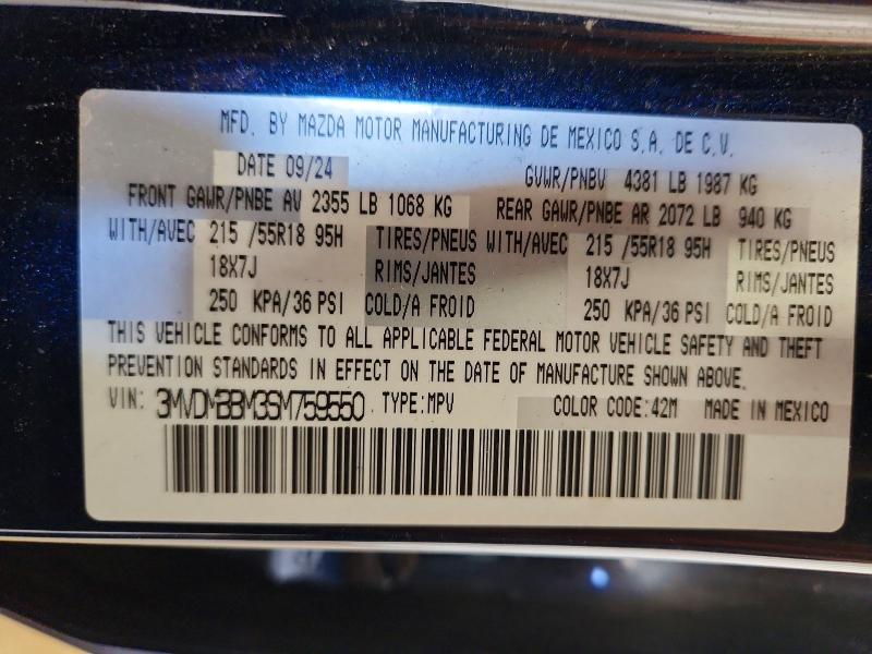 52273876 :رقم المزاد ، 3MVDMBBM3SM759550 vin ، 2025 Mazda Cx-30 مزاد بيع
