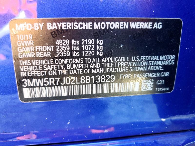 Продажа на аукционе авто 2020 Bmw 330xi, vin: 3MW5R7J02L8B13829, номер лота: 55363696