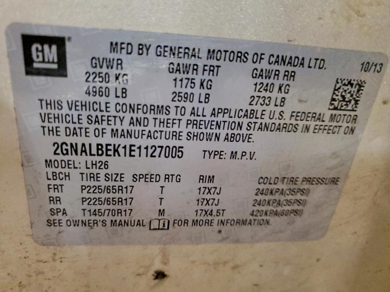Продажа на аукционе авто 2014 Chevrolet Equinox, vin: 2GNALBEK1E1127005, номер лота: 52572926