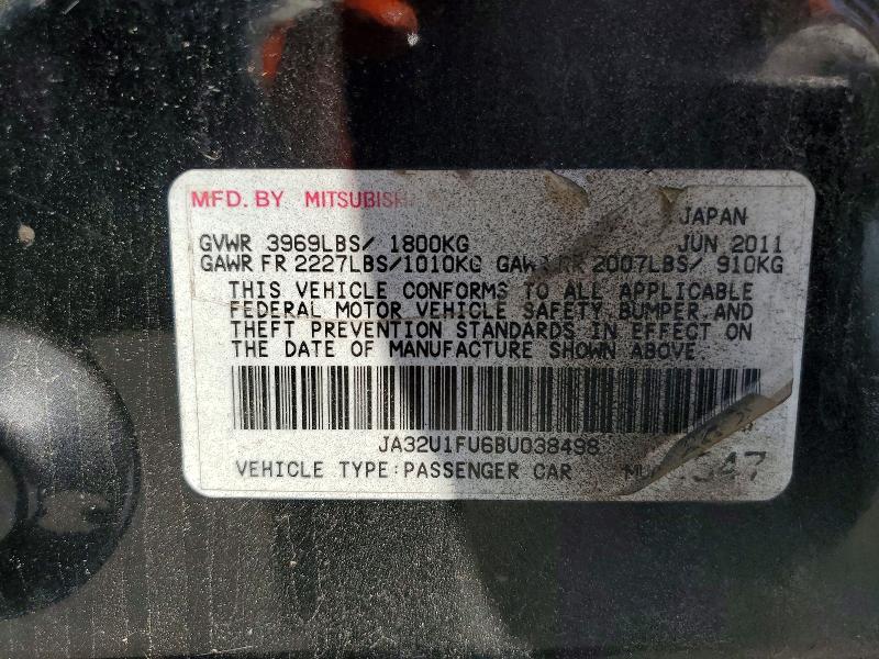 Aukcja sprzedaży 2011 Mitsubishi Lancer, vin: JA32U1FU6BU038498, numer aukcji: 54162266