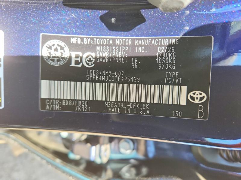 Продаж на аукціоні авто 2026 Toyota Corolla, vin: 5YFB4MDE0TP425139, номер лоту: 52485136