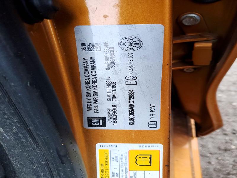 Aukcja sprzedaży 2019 Chevrolet Spark, vin: KL8CD6SA6KC728894, numer aukcji: 52901256