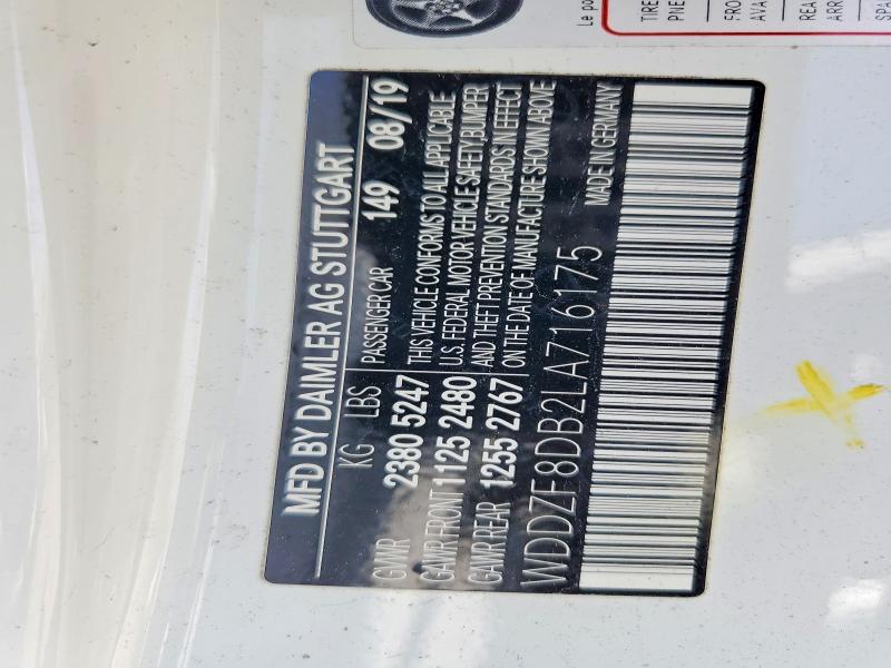 52376006 :رقم المزاد ، WDDZF8DB2LA716175 vin ، 2020 Mercedes-benz E مزاد بيع