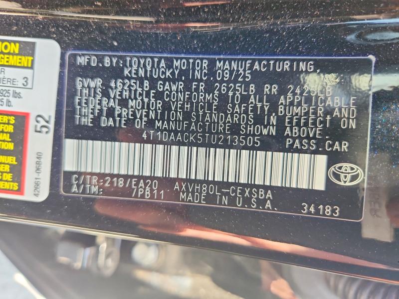 Продажа на аукционе авто 2026 Toyota Camry, vin: 4T1DAACK5TU213505, номер лота: 53601576