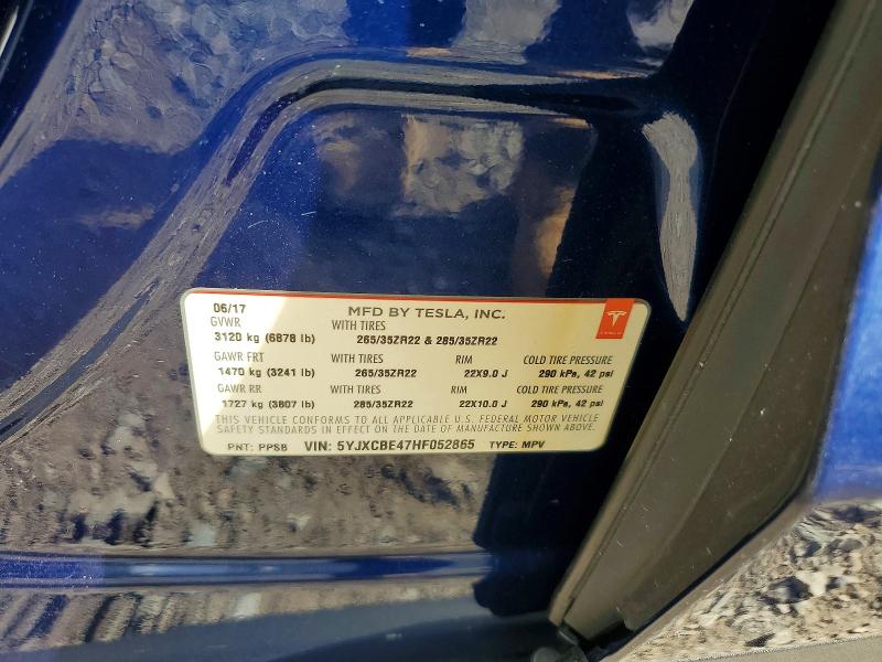 Продажа на аукционе авто 2017 Tesla Model X, vin: 5YJXCBE47HF052865, номер лота: 55106146