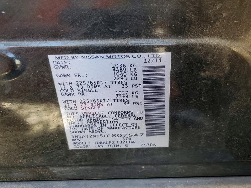 Aukcja sprzedaży 2015 Nissan Rogue, vin: 5N1AT2MT5FC807547, numer aukcji: 52216436