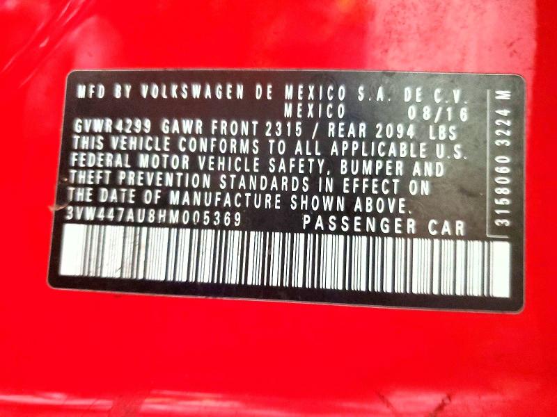 Aukcja sprzedaży 2017 Volkswagen Gti, vin: 3VW447AU8HM005369, numer aukcji: 54613526