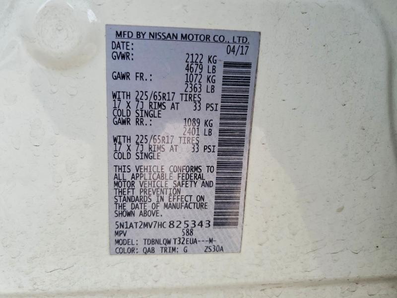Aukcja sprzedaży 2017 Nissan Rogue, vin: 5N1AT2MV7HC825343, numer aukcji: 54172276