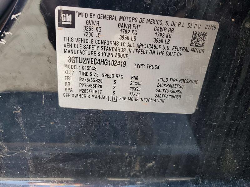 Продажа на аукционе авто 2017 Gmc Sierra, vin: 3GTU2NEC4HG102419, номер лота: 53829846
