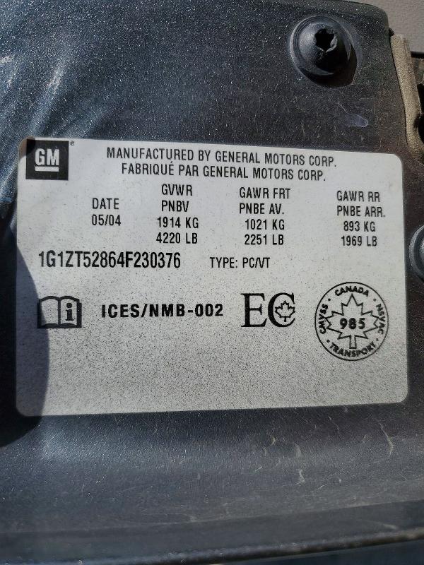 52223136 :رقم المزاد ، 1G1ZT52864F230376 vin ، 2004 Chevrolet Malibu مزاد بيع