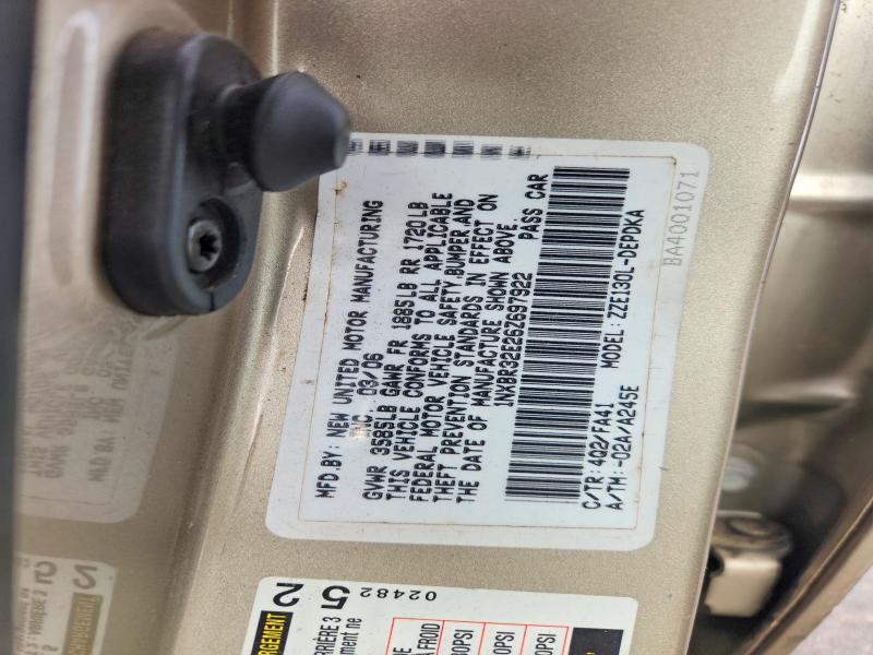 54952146 :رقم المزاد ، 1NXBR32E26Z697922 vin ، 2006 Toyota Corolla مزاد بيع