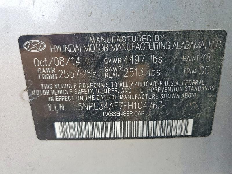 2015 Hyundai Sonata მანქანა იყიდება აუქციონზე, vin: 5NPE34AF7FH104763, აუქციონის ნომერი: 52553426