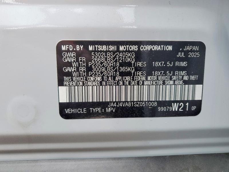 Продаж на аукціоні авто 2025 Mitsubishi Outlander, vin: JA4J4VA81SZ051008, номер лоту: 51949926