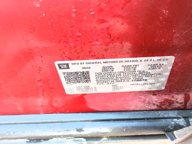 Продаж на аукціоні авто 2018 Chevrolet Trax, vin: 3GNCJLSB2JL408876, номер лоту: 51020996