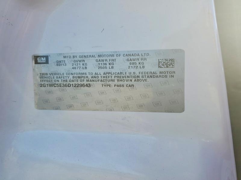 Aukcja sprzedaży 2013 Chevrolet Impala, vin: 2G1WC5E36D1229643, numer aukcji: 53037966