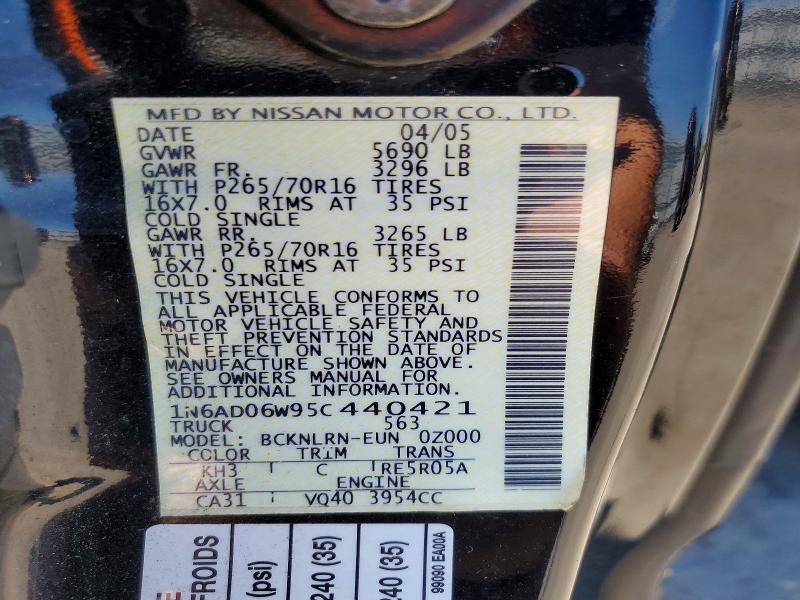 53608786 :رقم المزاد ، 1N6AD06W95C440421 vin ، 2005 Nissan Frontier مزاد بيع