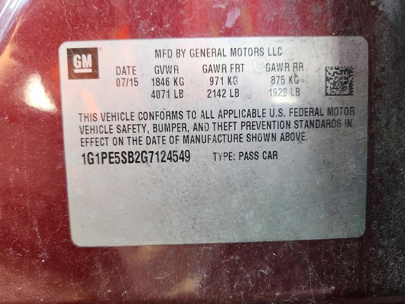 2016 Chevrolet Cruze Limited მანქანა იყიდება აუქციონზე, vin: 1G1PE5SB2G7124549, აუქციონის ნომერი: 52591806