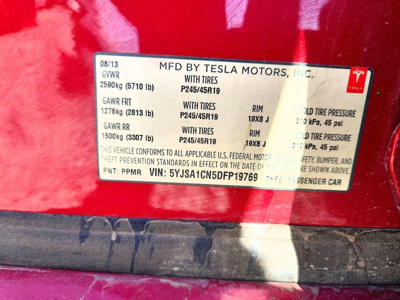 Продажа на аукционе авто 2013 Tesla Model S, vin: 5YJSA1CN5DFP19769, номер лота: 52568356