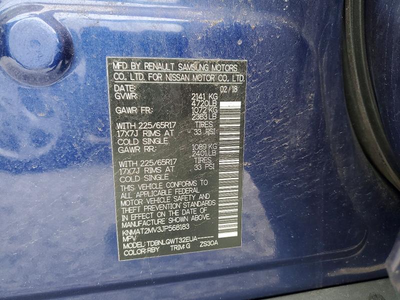2018 Nissan Rogue მანქანა იყიდება აუქციონზე, vin: KNMAT2MV3JP568183, აუქციონის ნომერი: 54948066