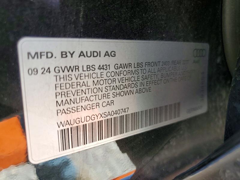 Aukcja sprzedaży 2025 Audi A3, vin: WAUGUDGYXSA040747, numer aukcji: 52919496