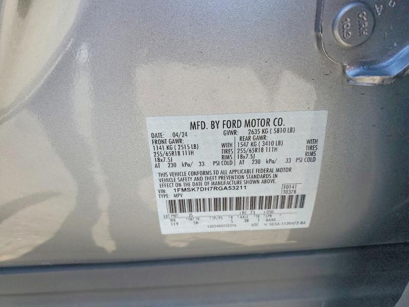 52362196 :رقم المزاد ، 1FMSK7DH7RGA53211 vin ، 2024 Ford Explorer مزاد بيع