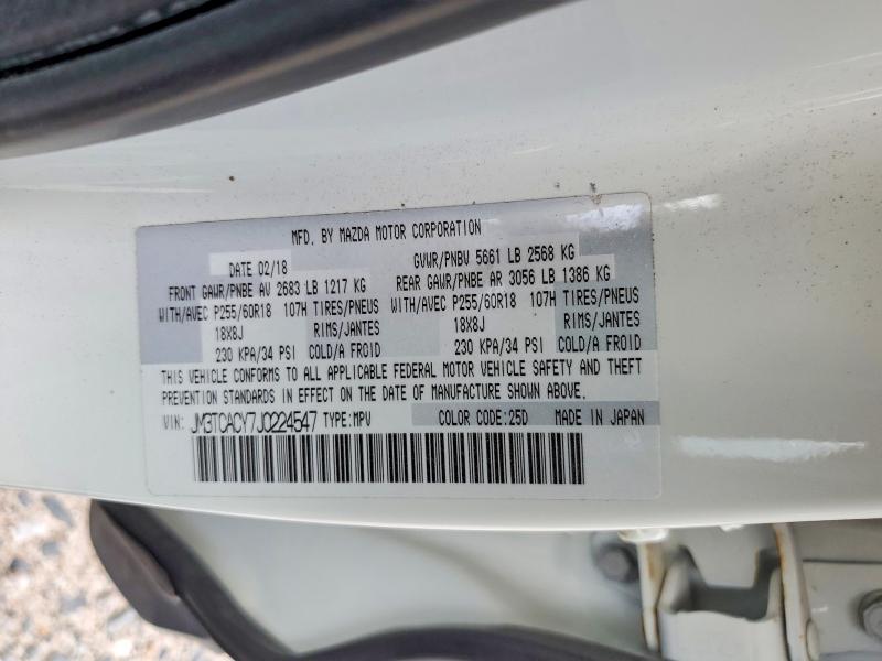 Продаж на аукціоні авто 2018 Mazda Cx-9, vin: JM3TCACY7J0224547, номер лоту: 54716766