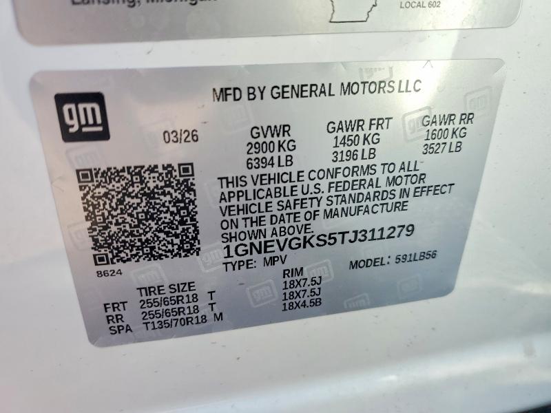 Продажа на аукционе авто 2026 Chevrolet Traverse, vin: 1GNEVGKS5TJ311279, номер лота: 53239276