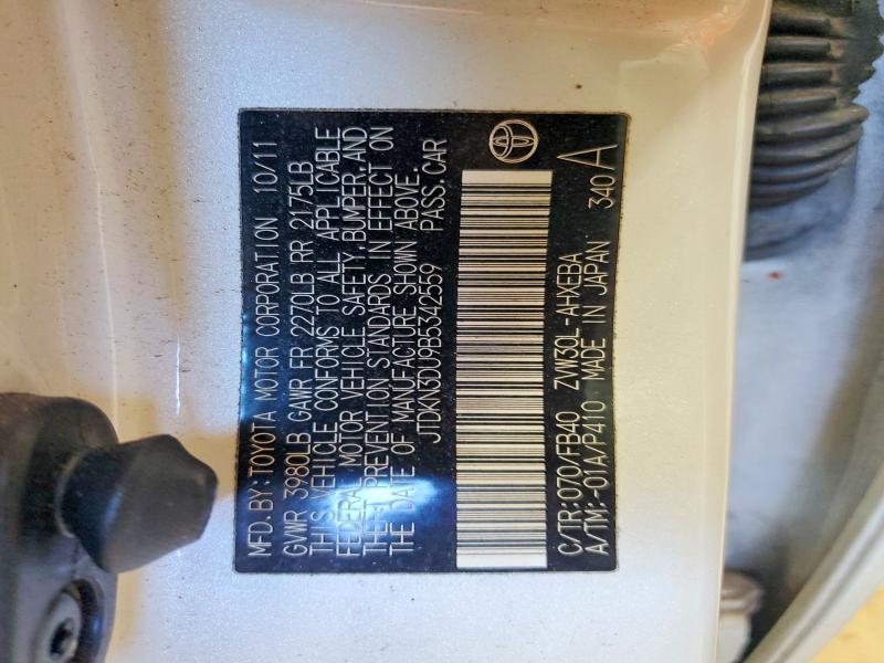 52757946 :رقم المزاد ، JTDKN3DU9B5342559 vin ، 2011 Toyota Prius مزاد بيع