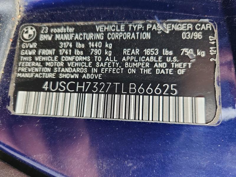 Aukcja sprzedaży 1996 Bmw Z3, vin: 4USCH7327TLB66625, numer aukcji: 54862756