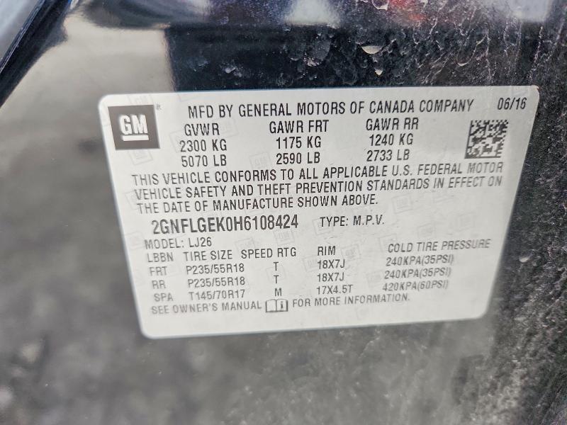 Aukcja sprzedaży 2017 Chevrolet Equinox, vin: 2GNFLGEK0H6108424, numer aukcji: 55128026