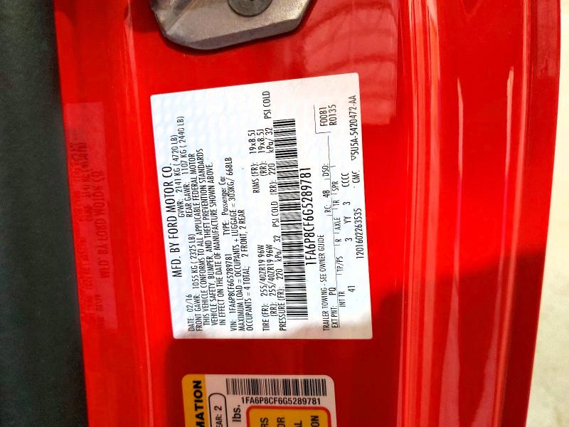 Продажа на аукционе авто 2016 Ford Mustang, vin: 1FA6P8CF6G5289781, номер лота: 53208226