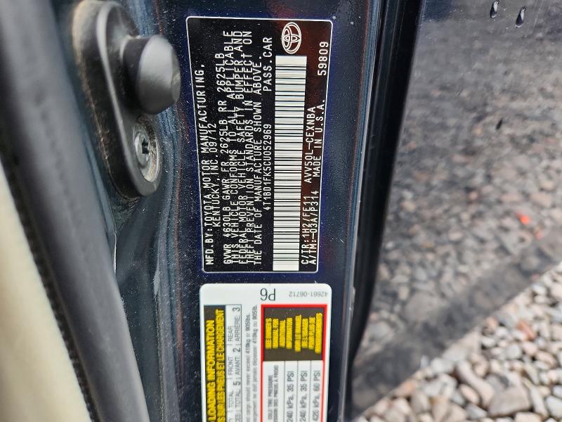 Aukcja sprzedaży 2012 Toyota Camry Hybrid, vin: 4T1BD1FK5CU052969, numer aukcji: 52525616