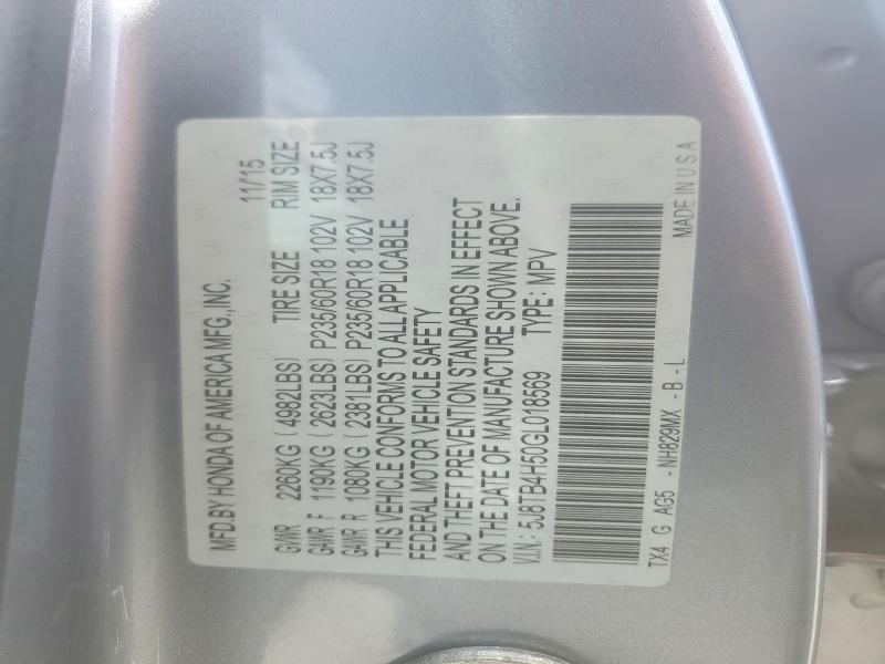 2016 Acura Rdx მანქანა იყიდება აუქციონზე, vin: 5J8TB4H50GL018569, აუქციონის ნომერი: 53953576