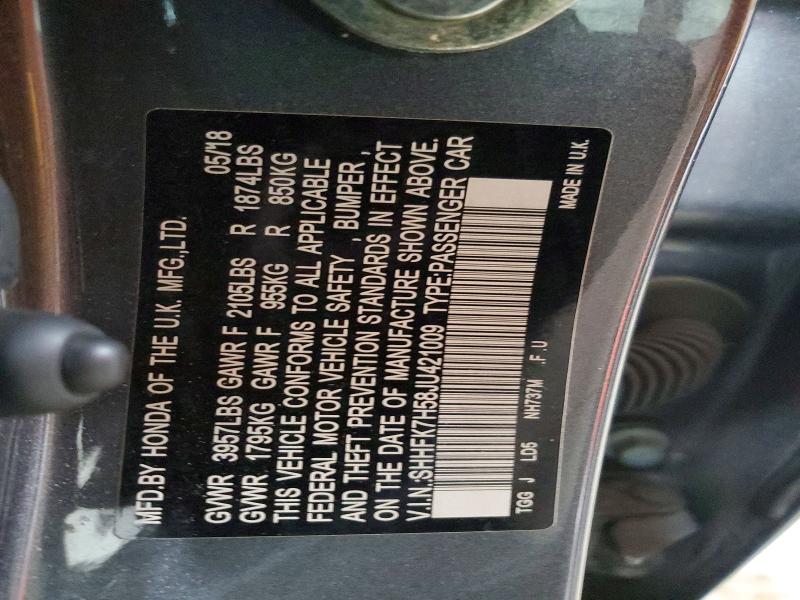 Продажа на аукционе авто 2018 Honda Civic, vin: SHHFK7H58JU421009, номер лота: 55034296