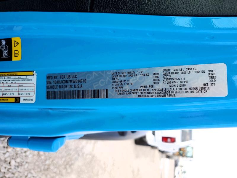 Продажа на аукционе авто 2021 Jeep Wrangler Unlimited, vin: 1C4HJXDN7MW614710, номер лота: 55041416