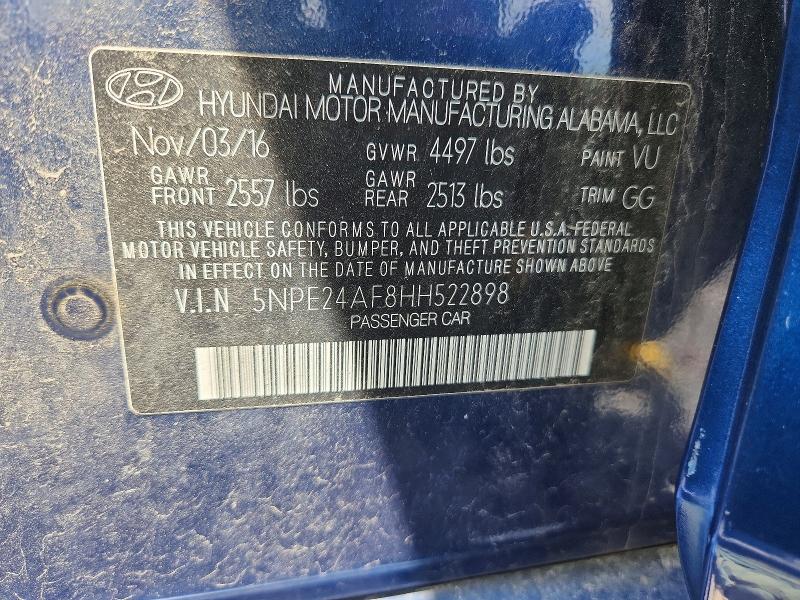 Aukcja sprzedaży 2017 Hyundai Sonata, vin: 5NPE24AF8HH522898, numer aukcji: 54870266