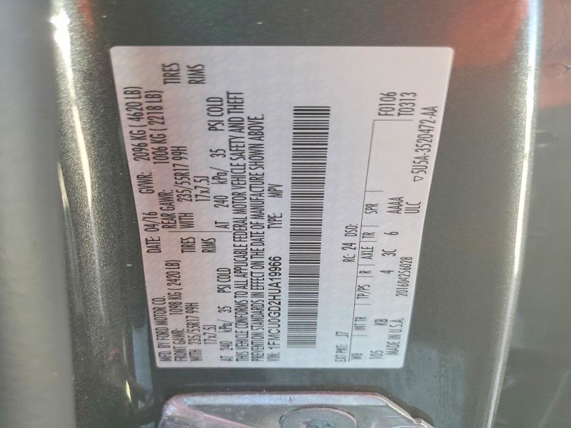 2017 Ford Escape მანქანა იყიდება აუქციონზე, vin: 1FMCU0GD2HUA19966, აუქციონის ნომერი: 52850086