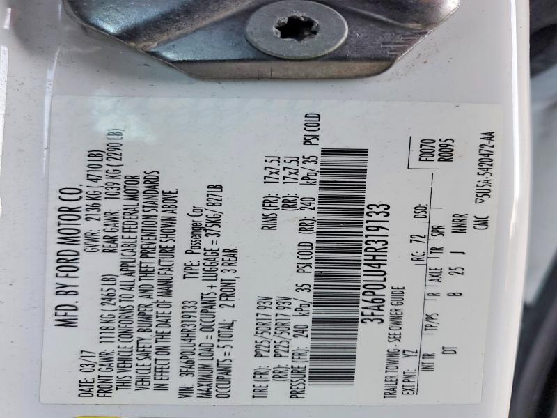Продаж на аукціоні авто 2017 Ford Fusion, vin: 3FA6P0LU4HR319133, номер лоту: 53051786